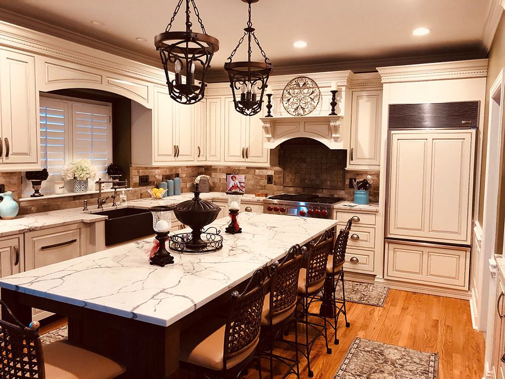 New remodeled kitchen with upgrades including custom woodwork and granite counter tops in Chester County, PA